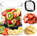 Strawberry Slicer, Black, 1-Pack | Stainless Steel Blades, Egg & Fruit Slicer Cup, for Banana, Cucumber, Mushroom, ABS Detachable, Precision Berry Cutter Tool