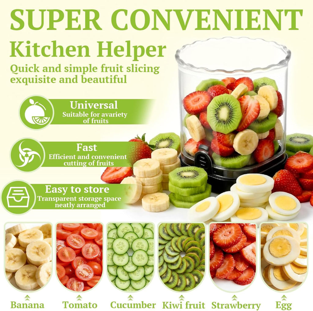 Strawberry Slicer, Black, 1-Pack | Stainless Steel Blades, Egg & Fruit Slicer Cup, for Banana, Cucumber, Mushroom, ABS Detachable, Precision Berry Cutter Tool