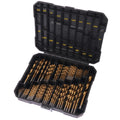 230 Pcs Titanium-Coated Twist Drill Bit Set, 3/64" to 1/2" | 135° Split Point, High-Speed Steel Bits, for Metal, Wood, Plastic, Aluminum, Cast Iron & Fiberglass