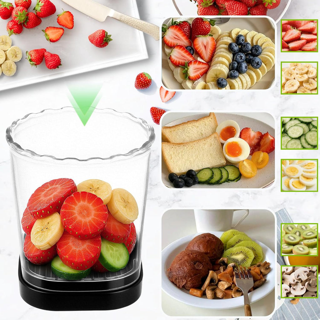 Strawberry Slicer, Black, 1-Pack | Stainless Steel Blades, Egg & Fruit Slicer Cup, for Banana, Cucumber, Mushroom, ABS Detachable, Precision Berry Cutter Tool